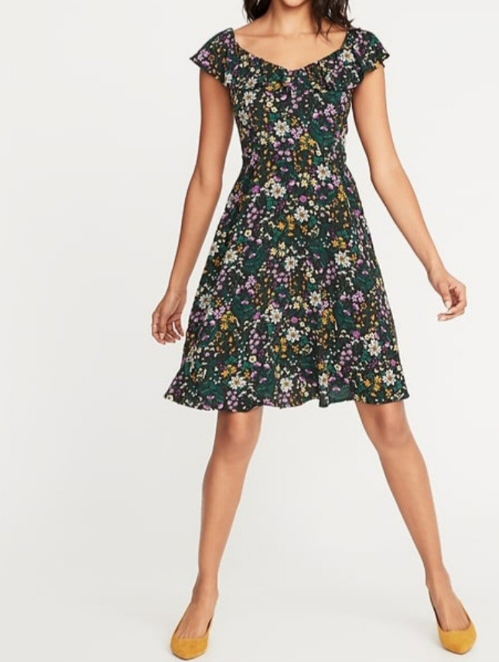 NWOT Adorable Old Navy Cami Floral Ruffle Sleeve Dress Large